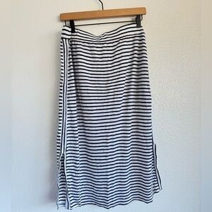 Organic Linen Striped Nautical Preppy Pull On Skirt by Eileen Fisher SIZE M/L